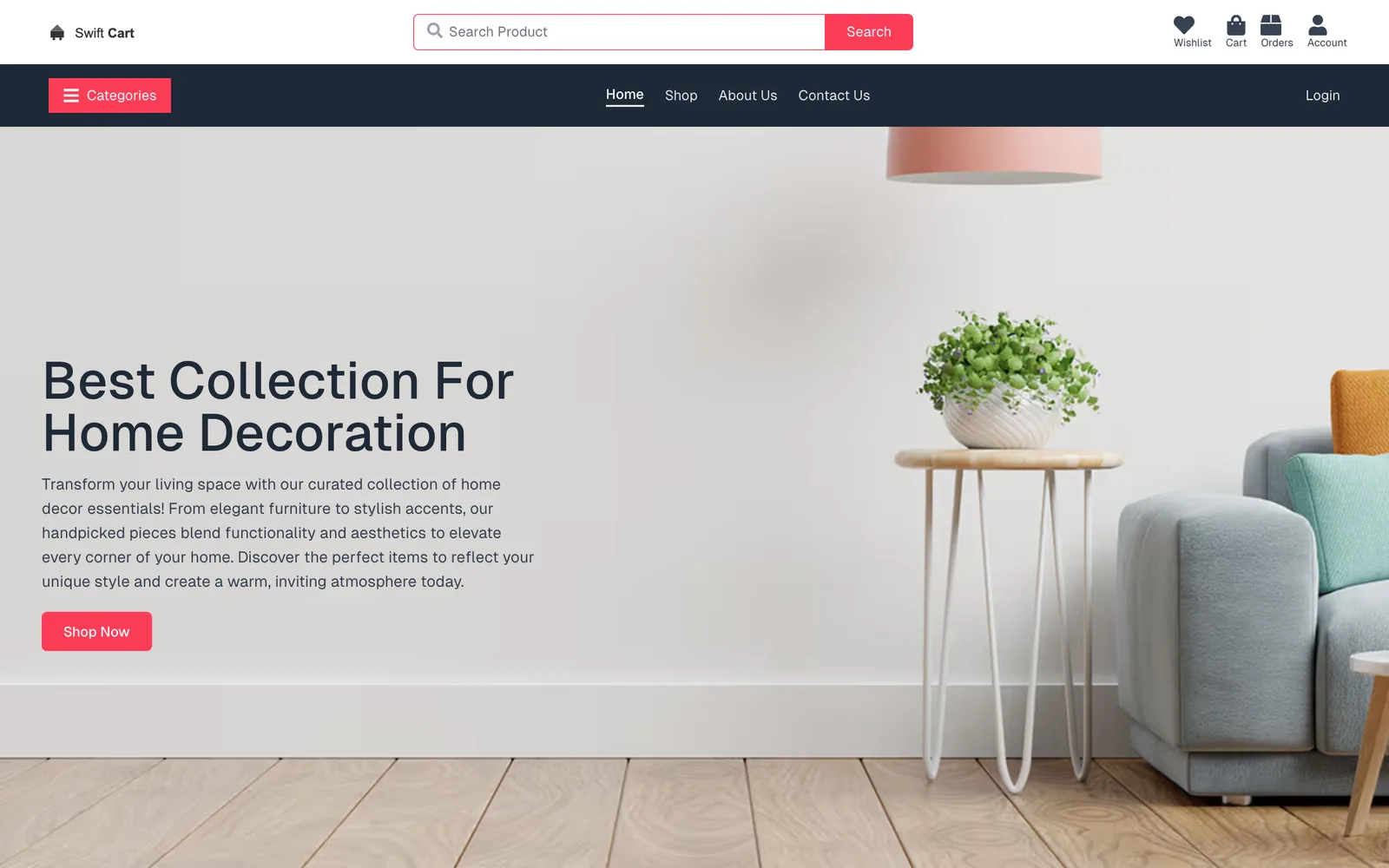 SwiftCart home and decor storefront
